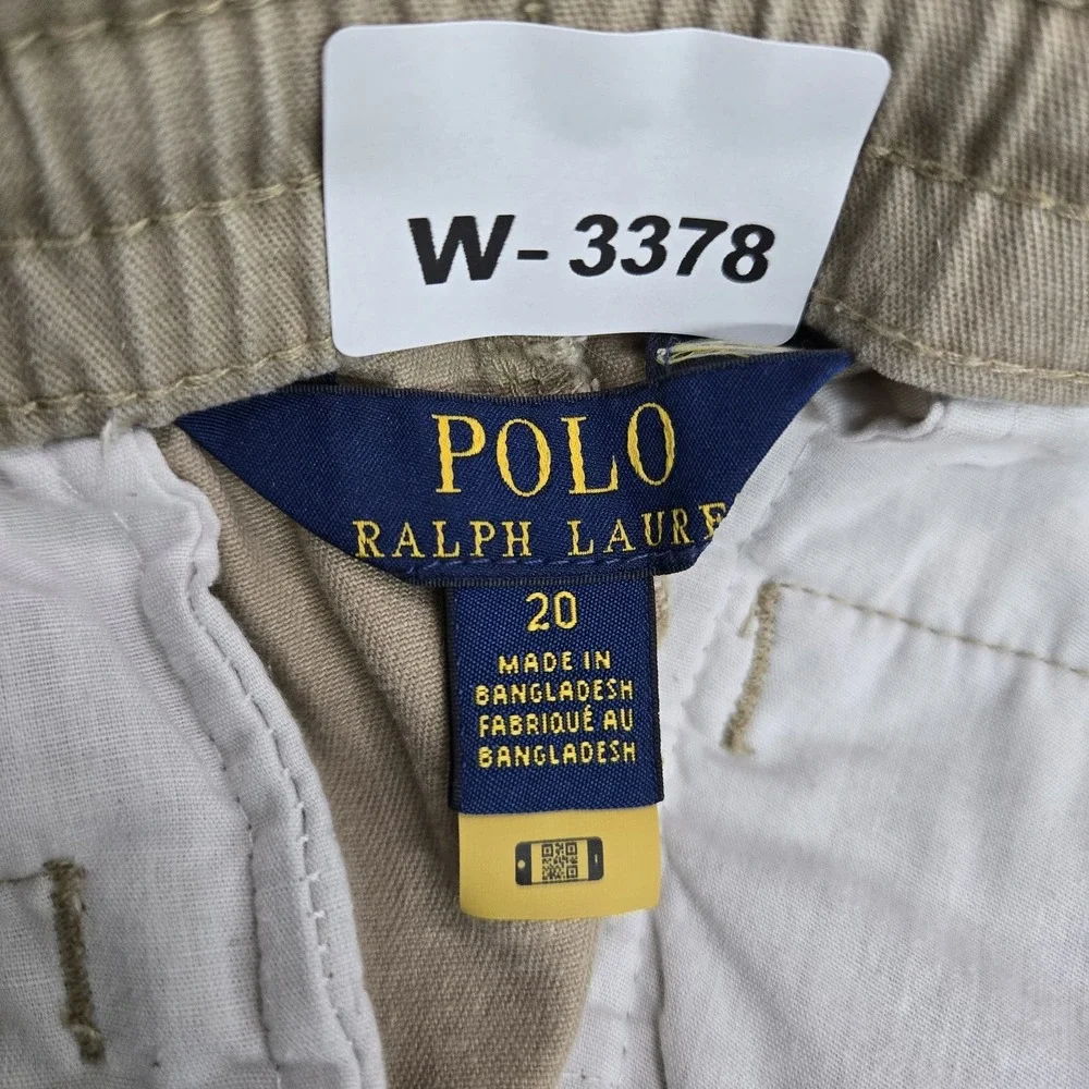 Polo Ralph Lauren Boy Shorts 20 Khaki Embroidered Chino Golf Performance 6